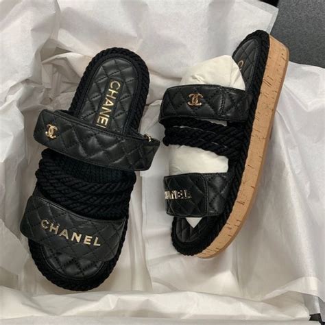 chanel black slippers|chanel slippers price.